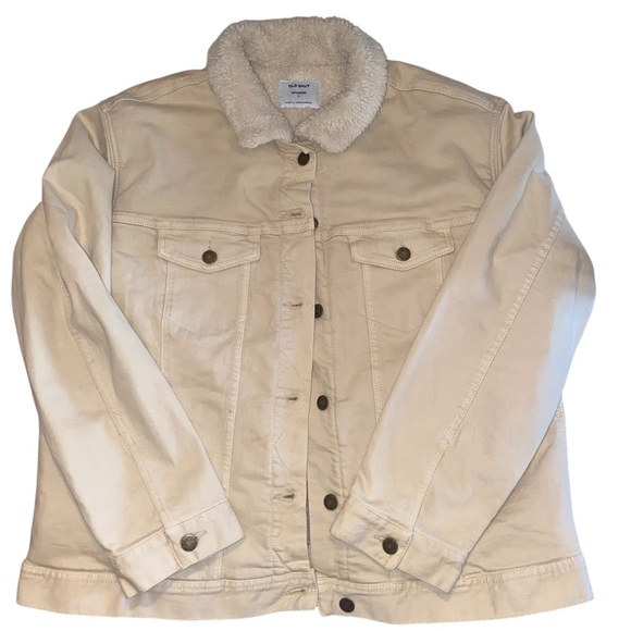 Old Navy Jackets & Blazers - Old Navy Oversized Sherpa-Lined Boyfriend Off-White Jean Jacket for Women NEW